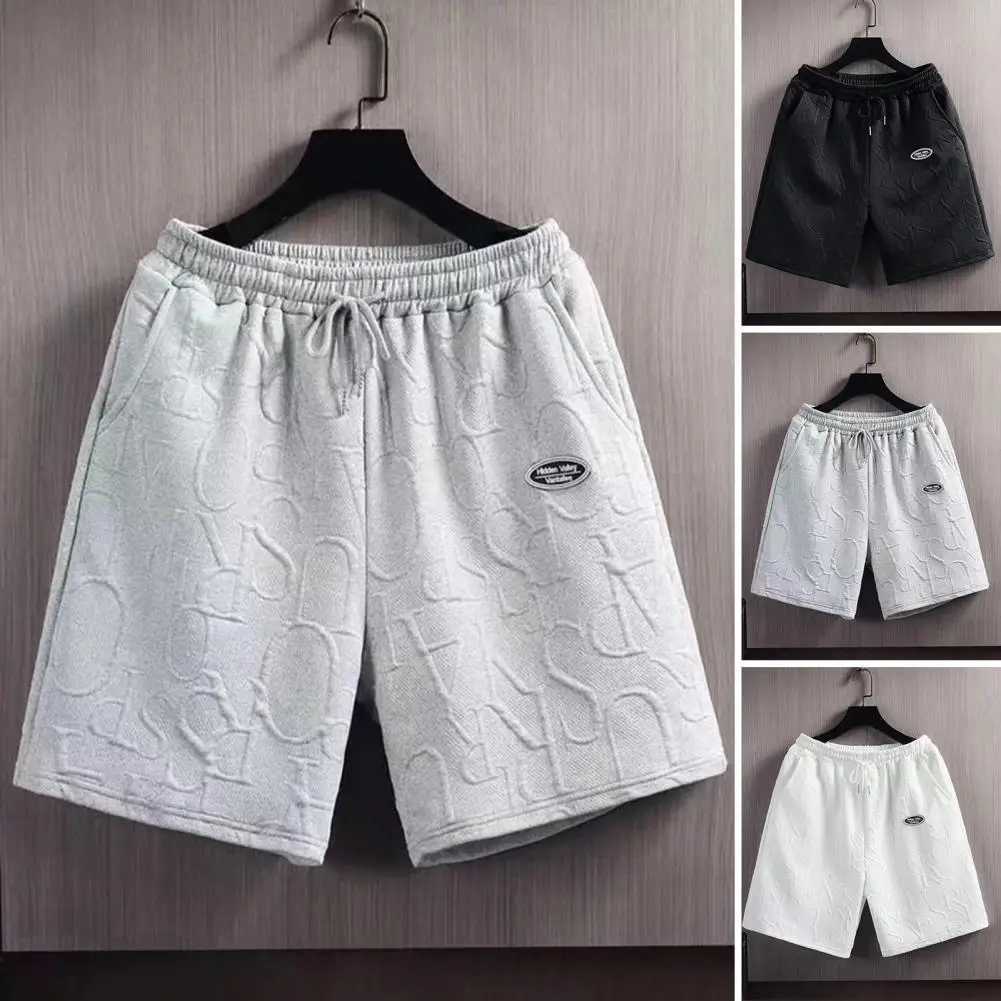 Mens beach shorts mens summer drawstring shorts with elastic waist side pockets suitable for casual home gym beach knee pants X250410
