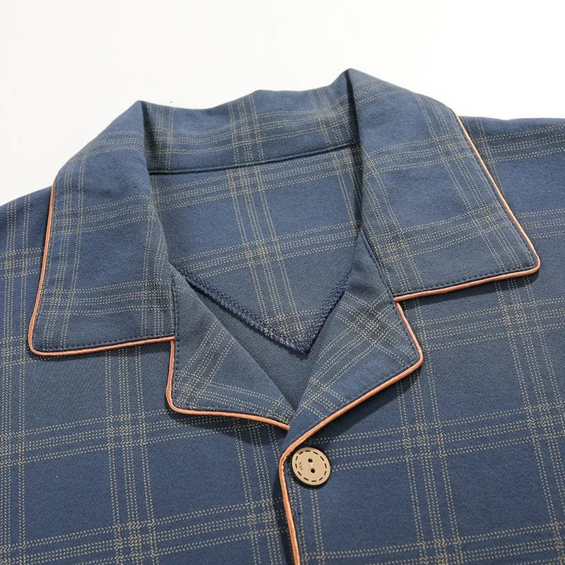 100% pure cotton button up top and pants mens plus size pajamas casual simple and fashionable youth pajamas 250410