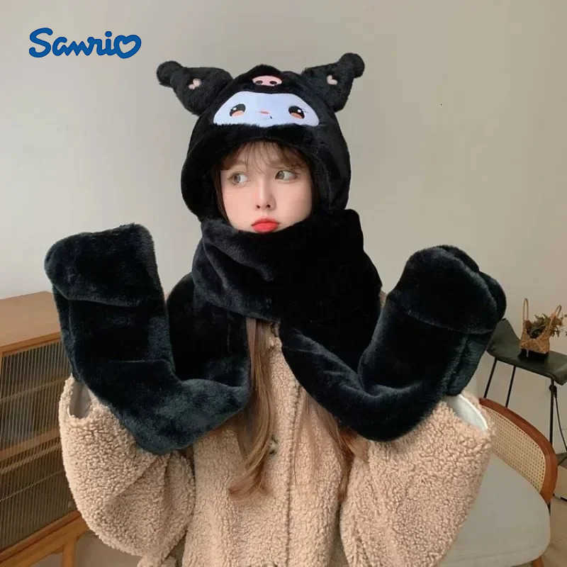 Sanrio Cinnamoroll My melody winter warm three-piece hat and scarf one-piece student cartoon cute Kuromi adult velvet hat holiday gift H251110