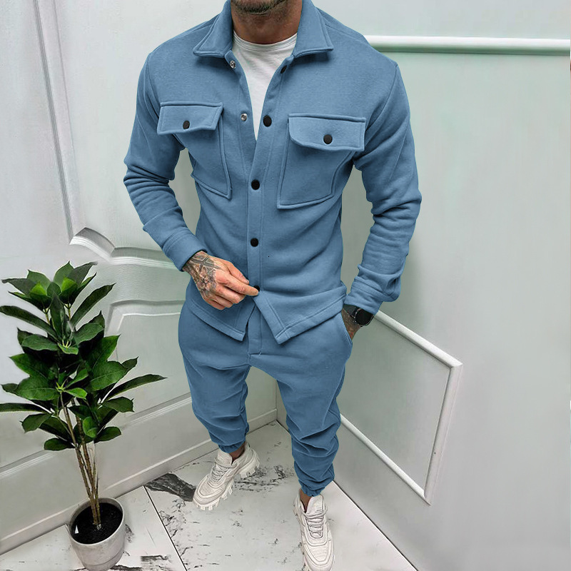2024 plus size fashionable mens suit spring and autumn two-piece set trendy suede casual jacket pants