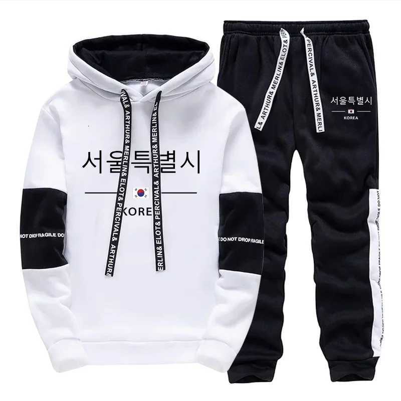 Mens Tracksuit Print Casual Sweatshirts Sportswear Outdoors Sports Jogging Mens Clothing Single Piece Hoodie Pants Korean Style W251110