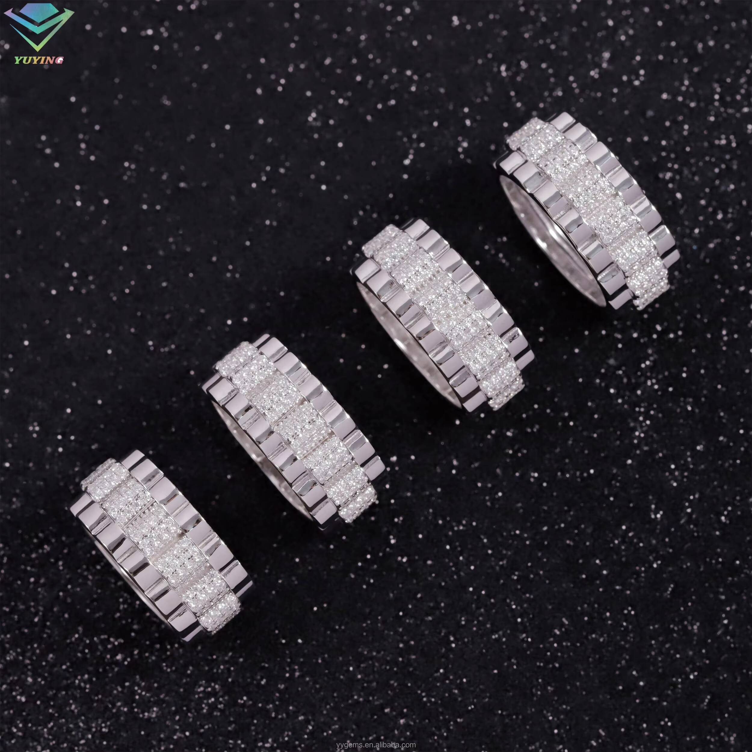 New Arrival Mossanite Ring Fine Jewelry 925 Sterling Silver Hip Hop Ring for Men Women VVS Moissanite Diamond Cuban Ring