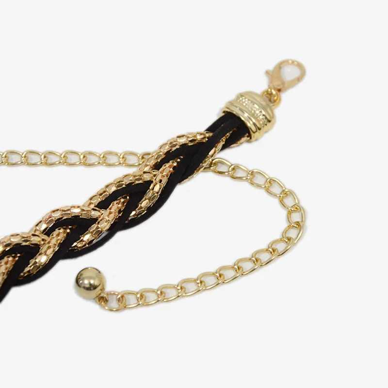 New Summer Womens Fashion Sweet Metal Chain Braided Thin Waist Chain Dress Decorative Strap X250410