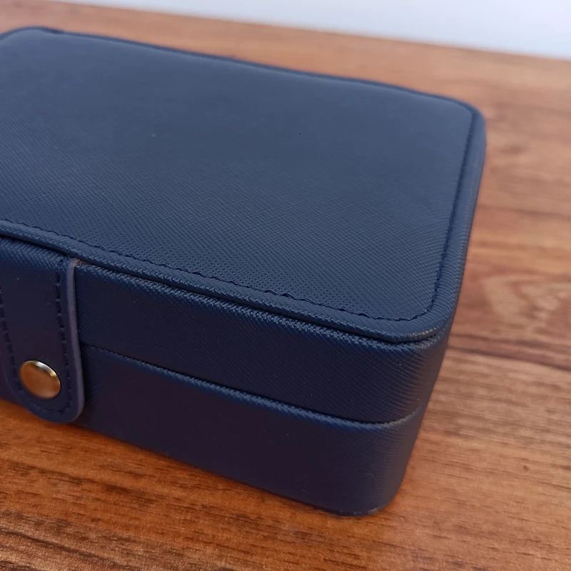 Leather Portable Jewelry Box Double Simple Earrings Ring Jewelry Casket Can Hold 68 Earrings 250409