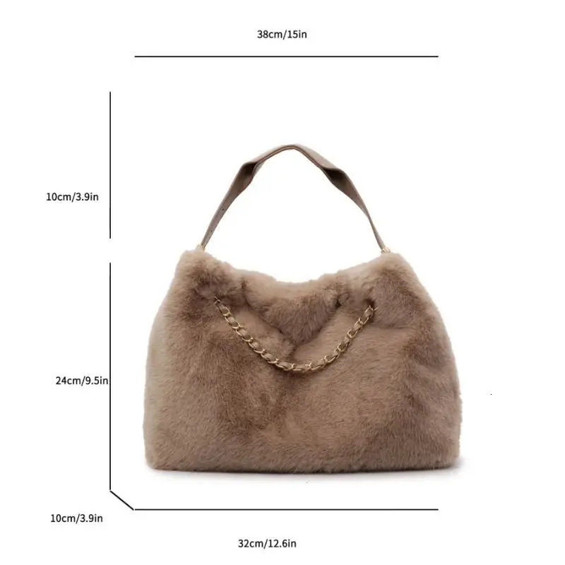 Retro Plush Bag for Women Large Capacity Tote Shoulder Handbag Autumn Winter Fashion Versatile for Daily Commuting 251110