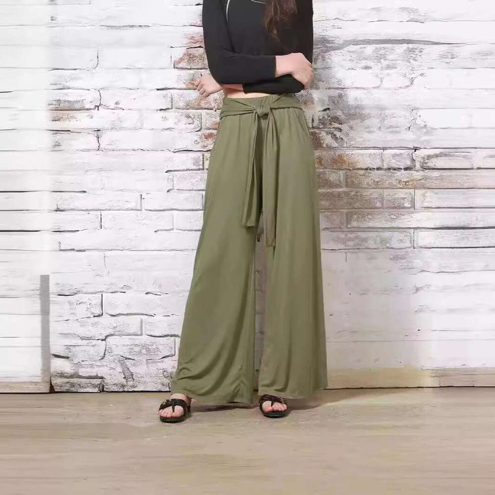 2025 Autumn Winter Fashion Women's Solid Color Draped Tie Wide Leg Casual Versatile Soft Comfortable Yoga Pants for Women
