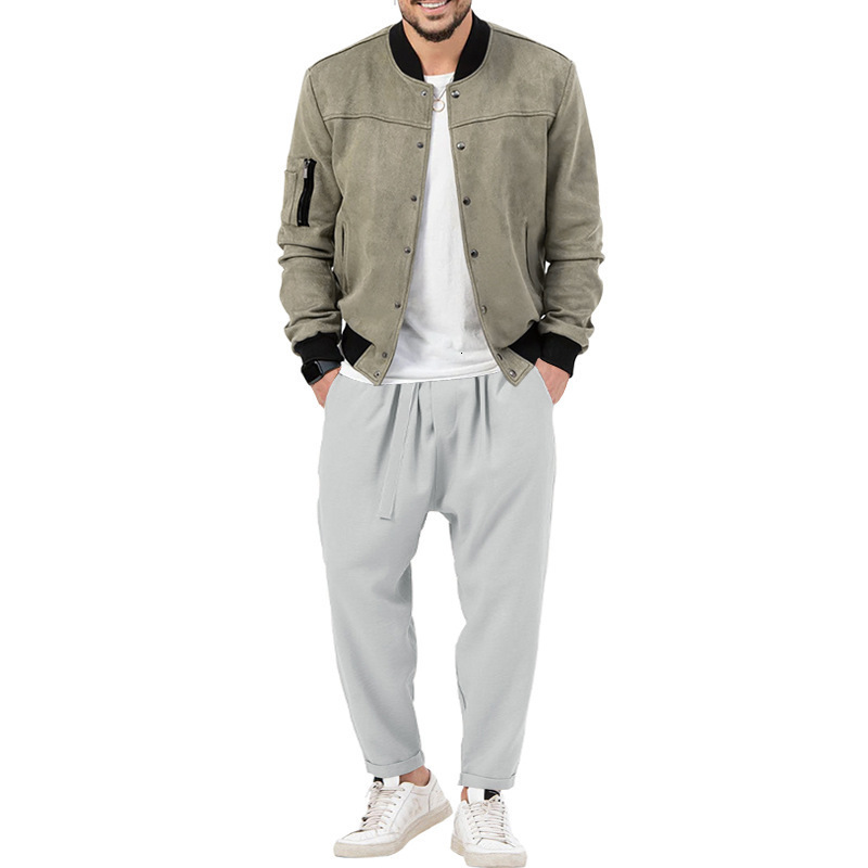 2024 Mens Set Spring and Autumn Fashion Personalized Casual Pants Trendy Jacket Top