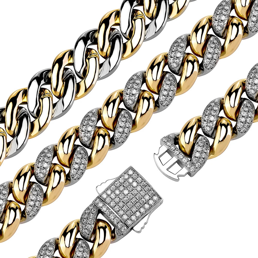 TOPGRILLZ 9/14MM Cuban Chain Bracelet With Gold Silver Color Spring Clasp Bling Iced Out CZ Jewelry Gift For Men Women 250408