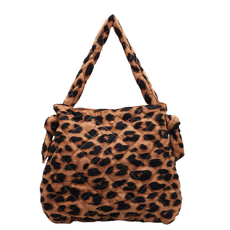 Fashion Quilted Leopard Print Bag Women's Bag New Autumn Winter Large Capacity Crossbody Bag Commuter Shoulder Underarm Tote Bag