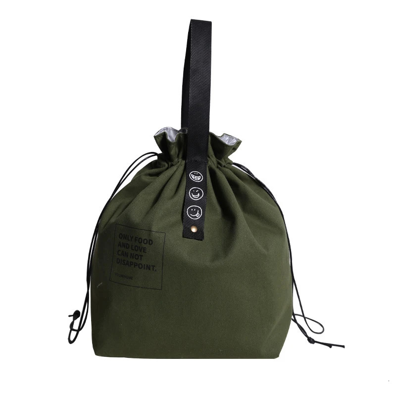 Canvas lunch bag bento box handbag outdoor portable picnic dinner container school fresh food storage accessories 250401