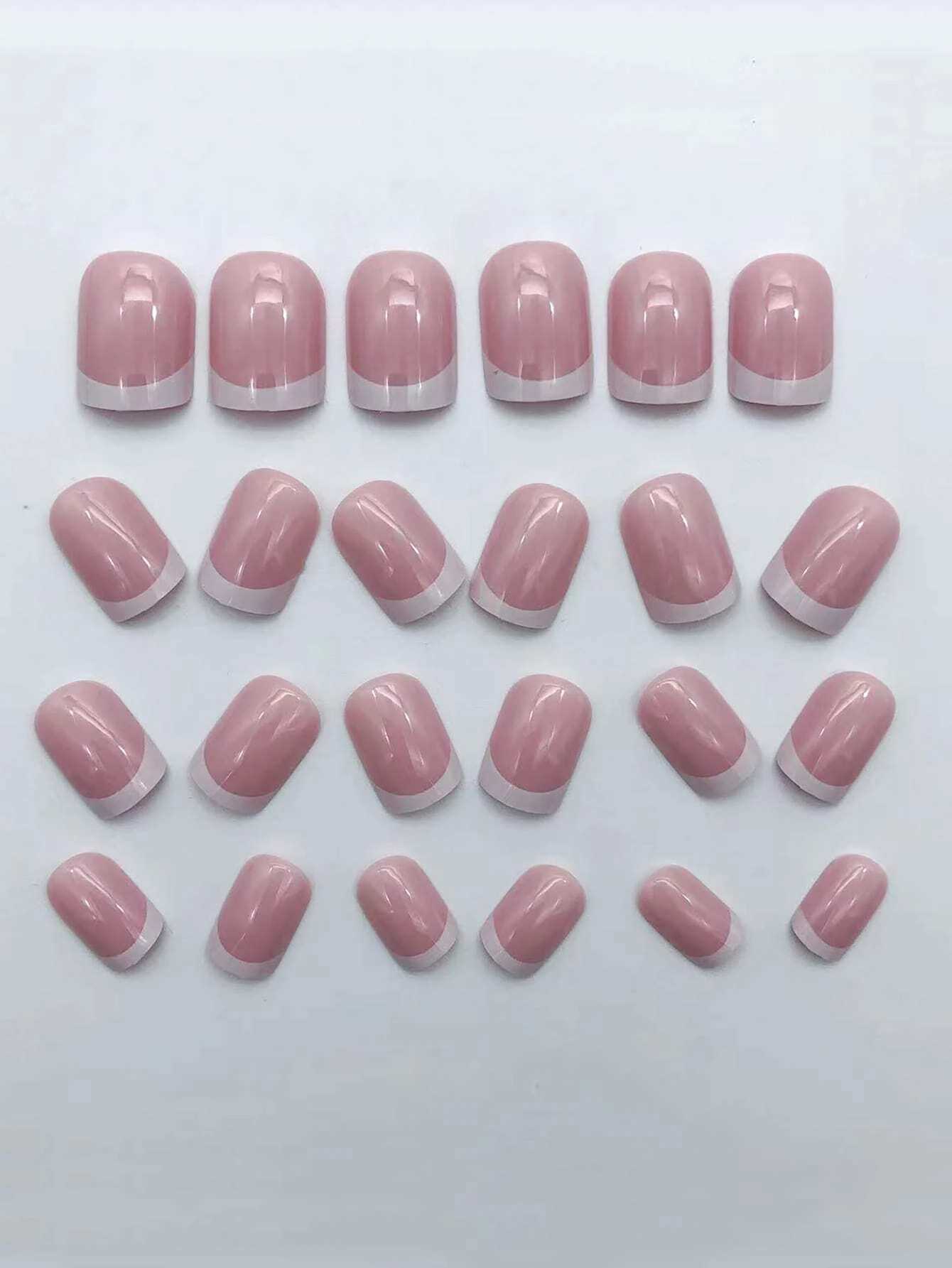 24 pieces/set of short square fake nails suitable for cute female brides heart white French tips fake onions Y2K supply according to fake nails W25041