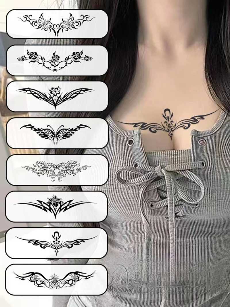 Sexy Banshee Temporary Tattoo Sticker Waterproof Durable Abdominal Waist Chest Scar Fake Tattoo Art Tattoo Temporary Female W250410