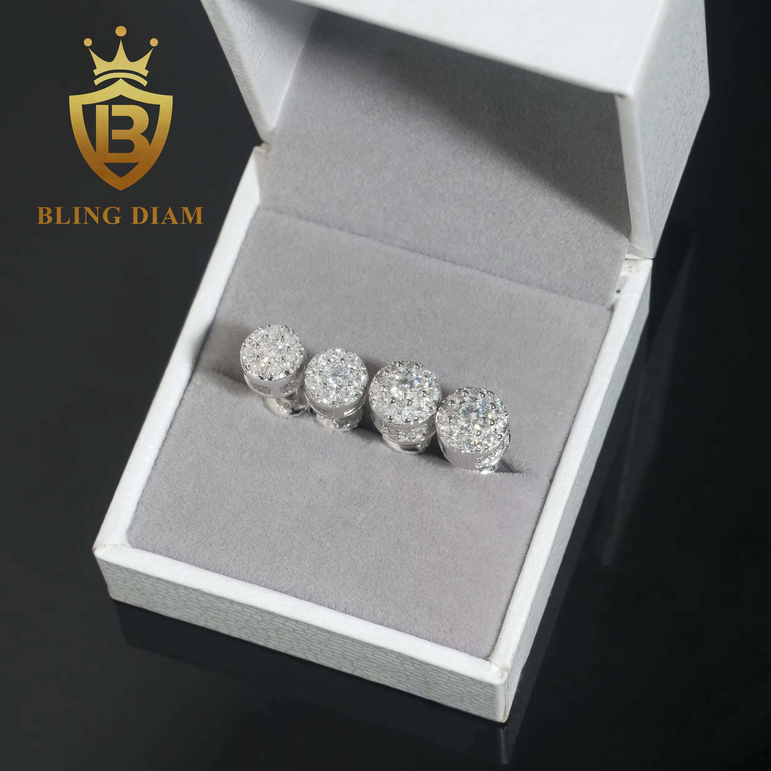 Hip Hop Moissanite Diamond Earrings Screw Back Pass Diamond Tester 925 Sterling Silver Moissanite Stud Earring Ready Shipping