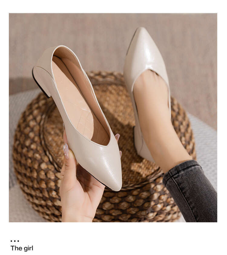 Woman Sandals Spring And Autumn Single Low Heel Versatile New Commuter Soft Leather Work Flat Shoes Women S Shallow Mouth Pointed