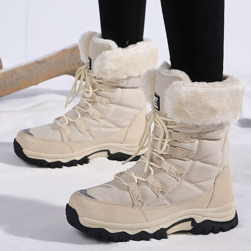 Cross-Border Plus Size Cotton Shoes Women's Snow Winter Warm Mid-Calf Fleece-Lined Thickened Northeast Outdoor Hiking Boots