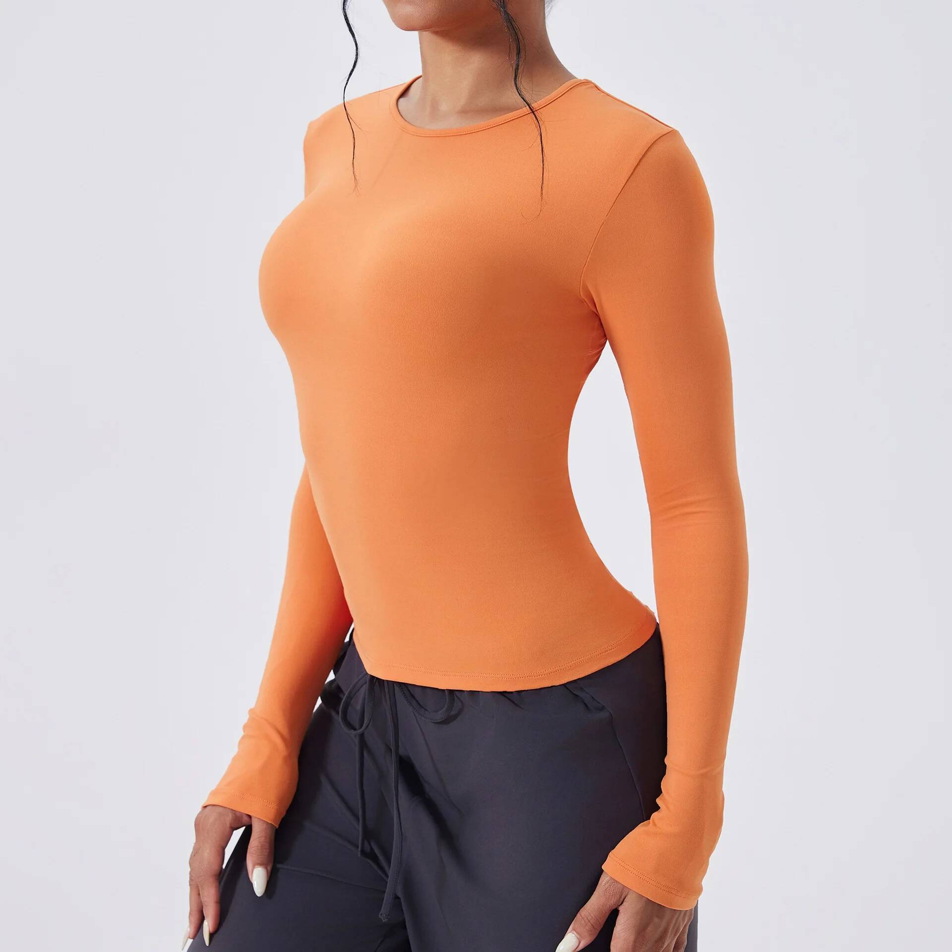 Women's Leisure sports Long sleeved Waist Slimming Breathable Yoga T-shirt Running Training Fitness Top Quick Dry Gym Sport Wear