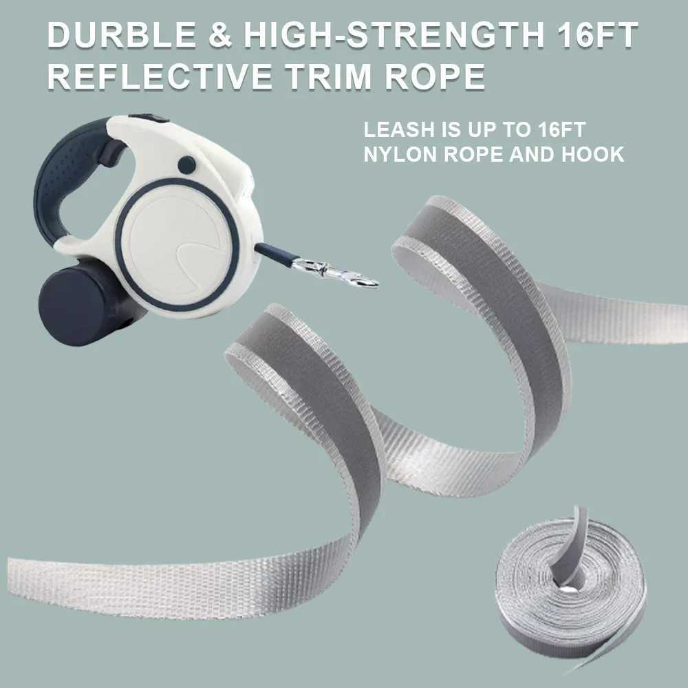 Retractable Dog Leash with LED Poop Bag Dispenser 16 FT Reflective Leash Dog Walking Puppy Durable Tractor Multifunctional Rope J251110