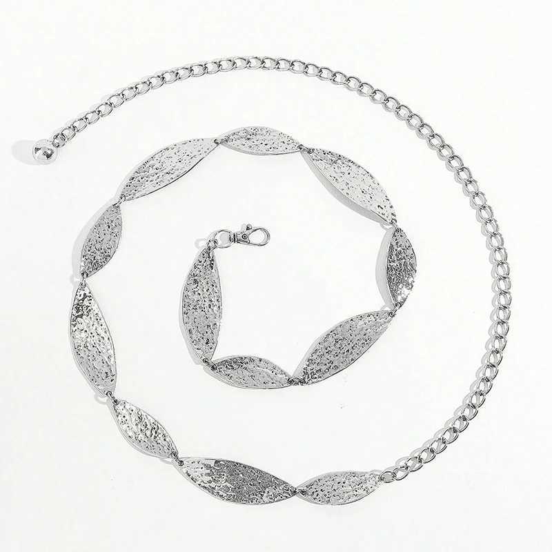 Fashionable Gold Fem Belt Western Cowboy Girl Leaf Punk Metal Belt for Warm Luxury Silver Belt Summer Beach X250410