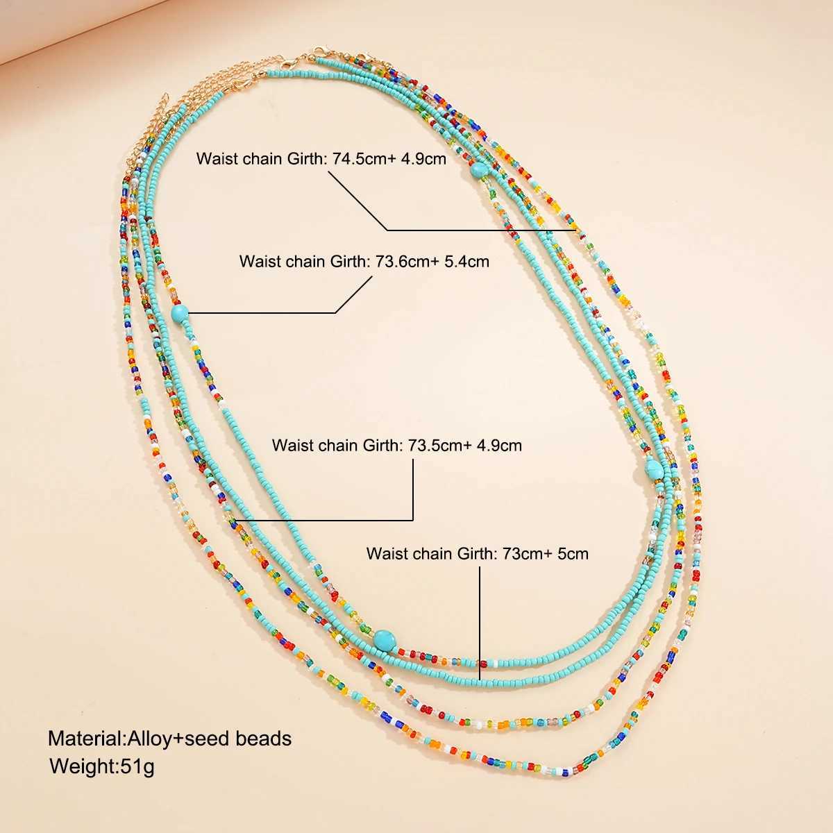 New Wave River Colored Bead Elastic Waist Belly Chain Suitable for Warm Girls 2024 Fashion Summer Beach Belt Bikini Bead Jewelry X250410