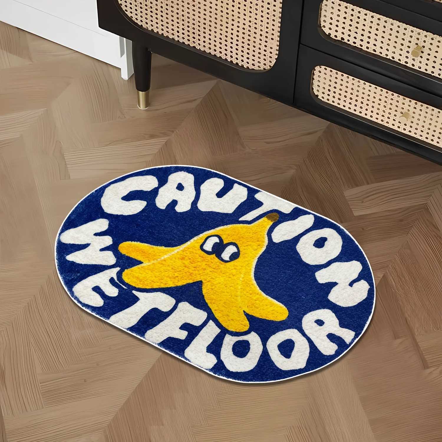 VIKAMA Cute Blue Bathroom Absorbent Mats Caution Wet Floor Doormats Rug For Bedroom Living Room Carpet Decorative Carpet Y251110
