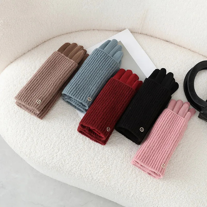 3 Ways to Wear Removable Winter Women Gloves Keep Warm Touch Screen Knitted Suede Solid Soft Add Velvet Not Bloated Prevent Cold 251106