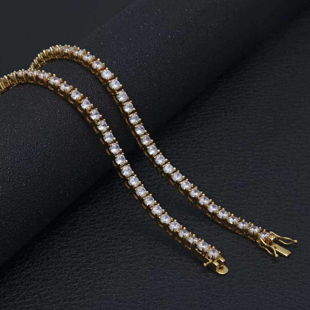 Certified GRA Moissanite 5MM Diamond Tennis Necklace 925 Sterling Silver with Brilliant Cut Gold Chains Jewelry