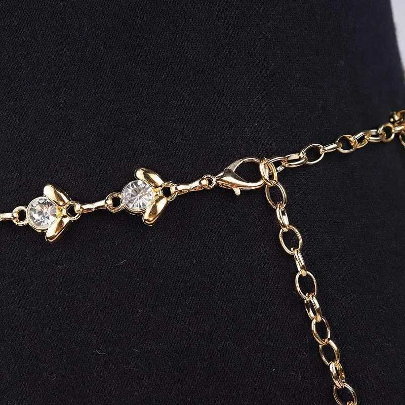 Golden metal chain with beautiful sparkling rhinestone decoration dress decoration with clothing accessories X250410