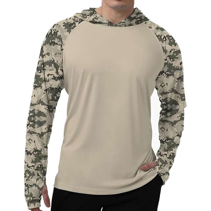 Summer Men's Quick-Dry UV Ultra-Thin Ice Silk Running Fishing Travel Bionic Camouflage Hooded Outdoor Sun Protection