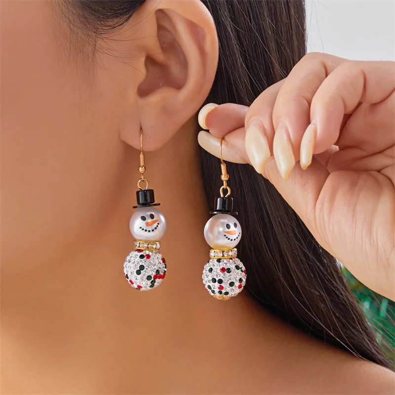 Fashion Christmas Snowman Snowflake Earrings for Women Shiny Crystal Zircon Santa Claus Dangle Earring Girls Party Jewelry Gifts 251031