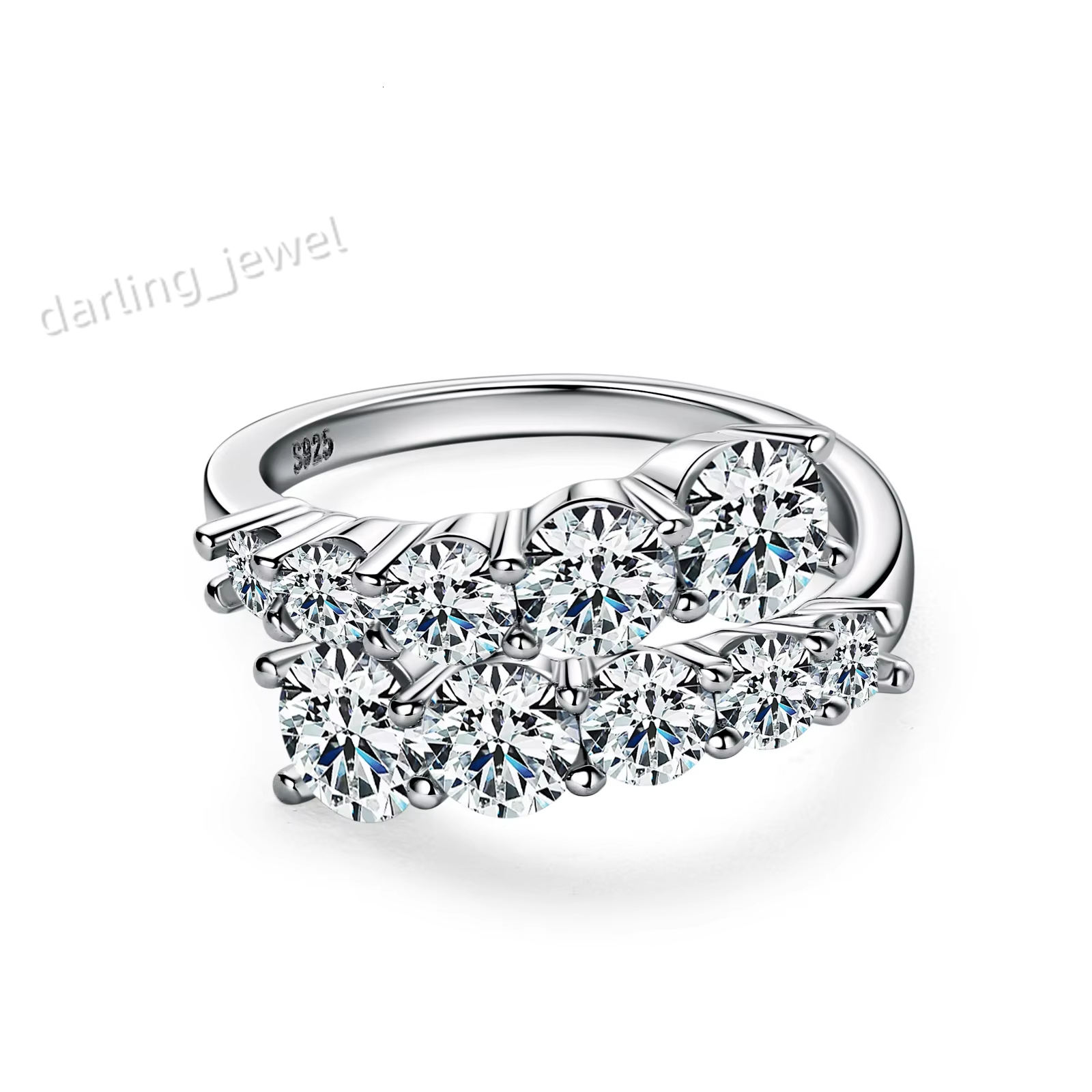 AISMI Trendy Fashion Women Fine Jewelry Moissanite S925 Sterling Silver Open Ring for Birthday Valentines Day Christmas