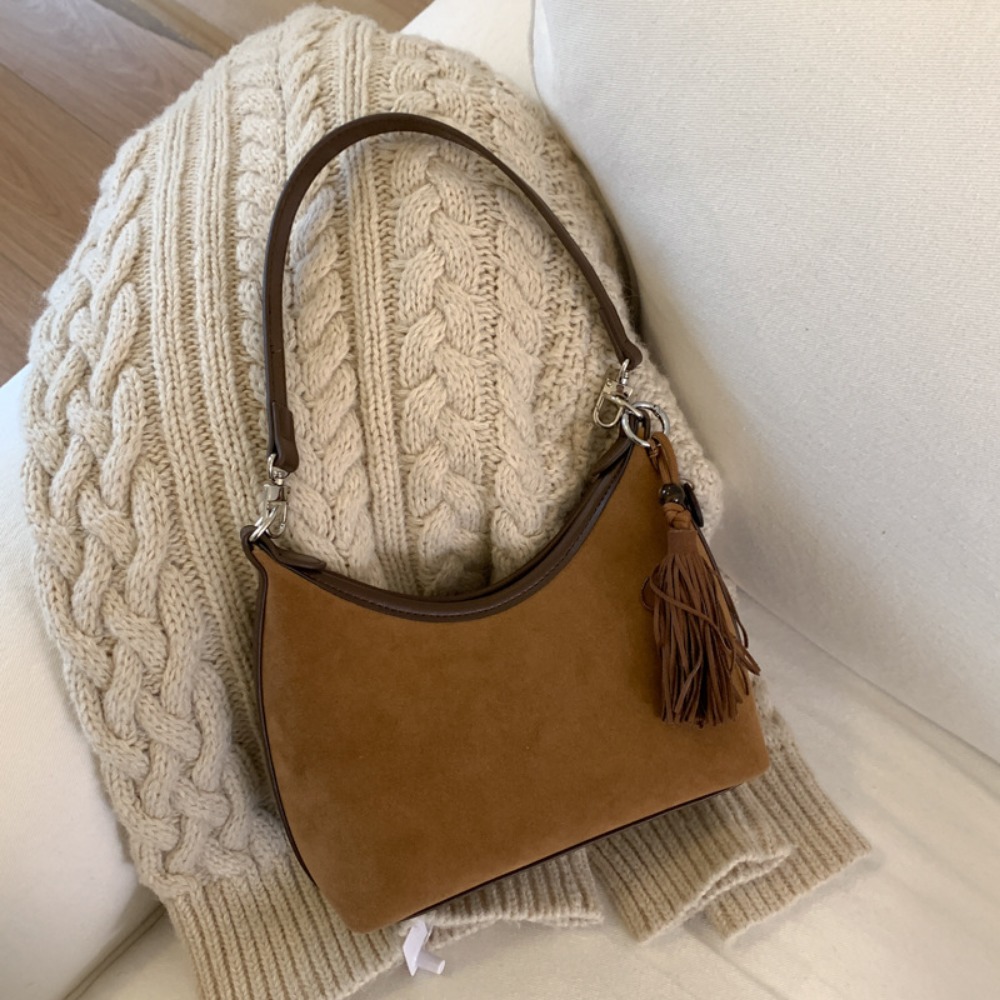 Retro Style Suede Fringe Arm Pit Bag for Women - Large Capacity Shoulder & Cross Body