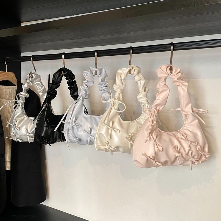 designer bag Bow underarm for women versatile casual commuting niche pleated design cloud dumpling bag handbag