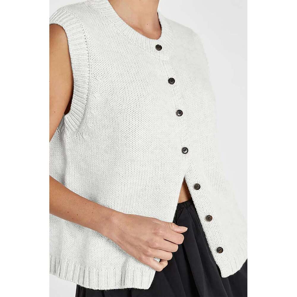 Cross-Border Vest Sweater Women's Casual Melad Style Versatile Single-Breasted Knitted Cardigan Top Women