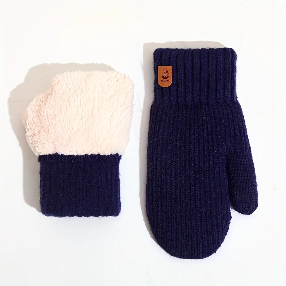 Winter Cold-Proof Fleece Gloves - Cute Fleece Full-Finger Knitted Gloves Thickened Double-Layer Cold-Proof and Warm Gloves 251106