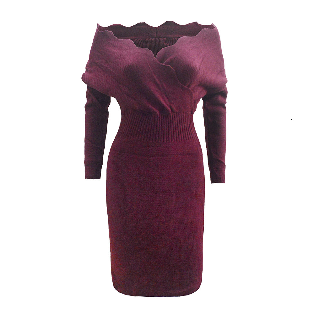 2025 Autumn/Winter New Knitted Slim Fit V-Neck Fur Dress