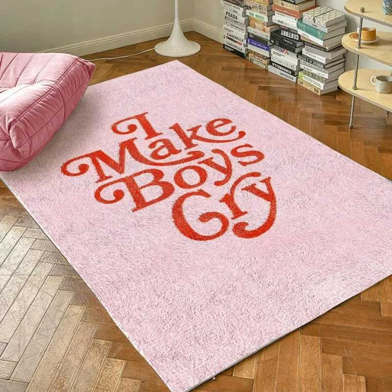 Minimst Pink Carpet for Bedroom Living Room Decoration Funky Modern Danish Pastel Decor Rug Non Slip Yoga Mat Entryway Rugs Y251110