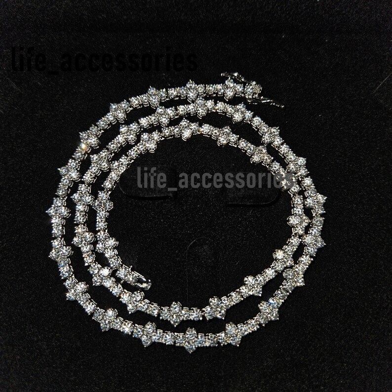 Wholesale 4mm Cluster Tennis Chain 925 Silver 18K Gold Plated Iced Out Diamonds Mossanite Tennis Chain