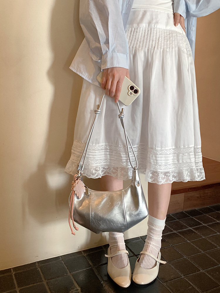 New Fashion Silver Designer Bag Winter New Underarm Bag Prohibited Luxury Handbag Women's Single Shoulder Crossbody Bag Crescent Bag