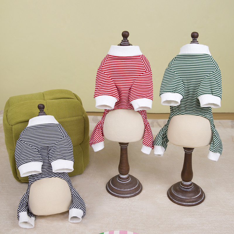 Fashion Small Dog Pajamas Stripe Pattern Dog Jumpsuit 4 Legged PJS for Boy Girl Dog Soft Breathable Summer Spring Cat Costume Puppy Clothes XL A63