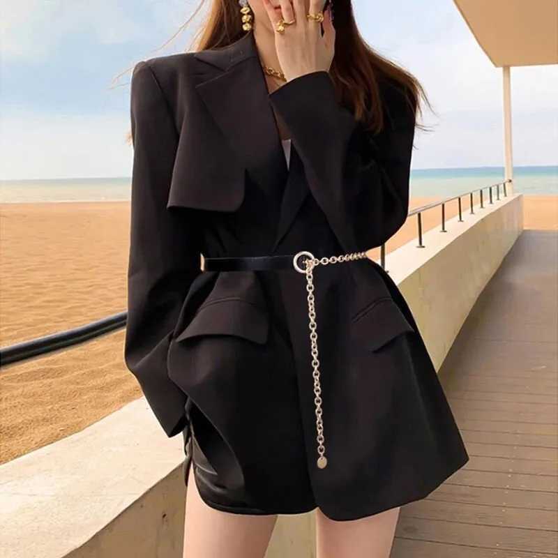 Thin strip Wen metal black waist chain fashionable shirt decoration set with cross dressing shirt chain GM103 X250410