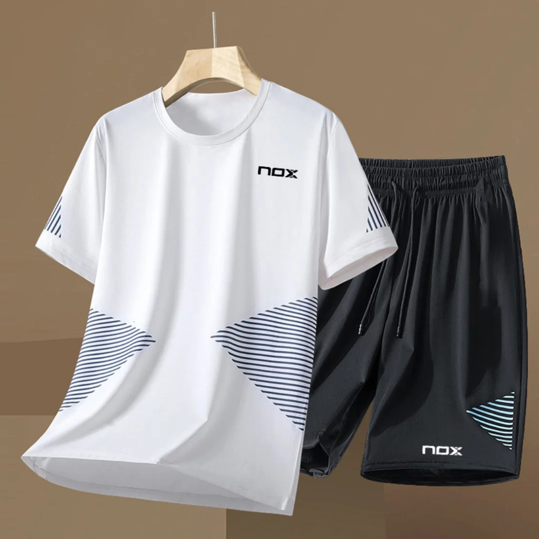 3D printed mens short sleeved suit fitness tennis sportswear round neck short sleeved T-shirt shorts mens clothing 250410