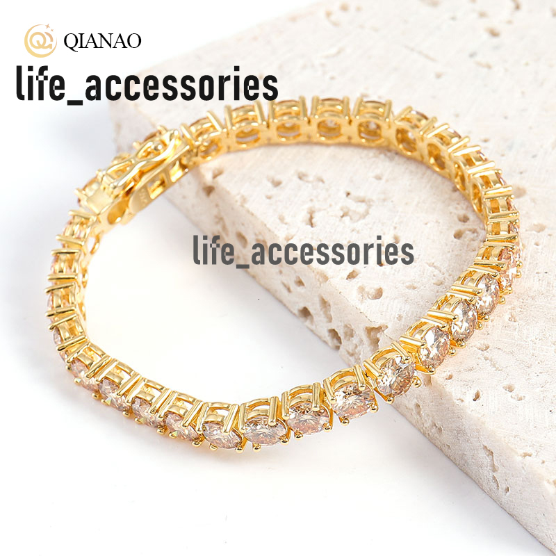 Customized Diamond Necklace Gold Plated Necklace 925 Silver Hip Hop Men Jewelry Champagne Color Moissanite Tennis Chain
