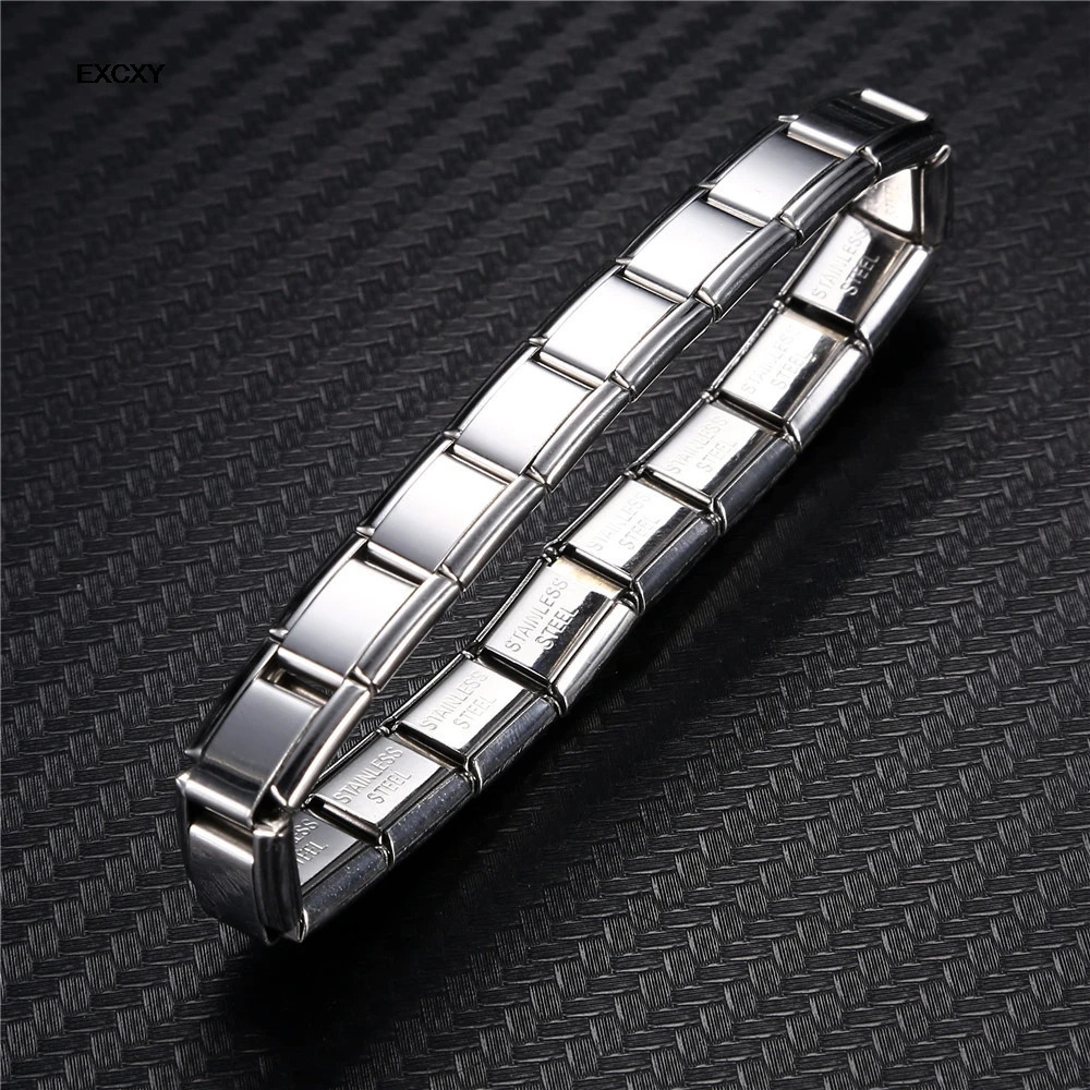 EXCXY Womens Jewelry 9mm Width Itanlian Elastic Charm Bracelet Fashion Stainless Steel Bangle 250409