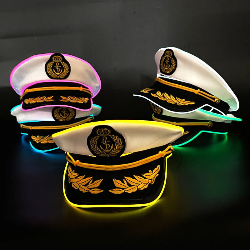 Cool Luminous Navy Hat Holiday Glow Supplies Adult Headgear Hat Glow LED Hat For Night Party 250410