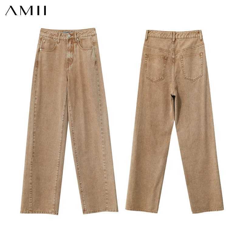 Amii Minimalism Womens Jeans 2024 Autumn New Casual Cotton Denim Pants Retro Trendy Loose Straight Wide-leg Trousers 12443249 C251110