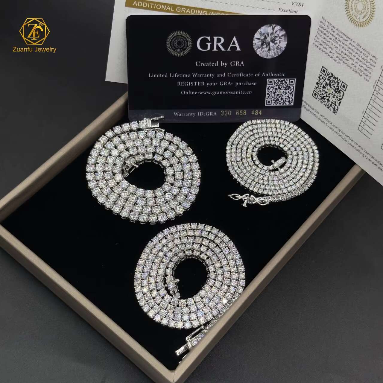 Fine Hip Hop Sier Jewelry VVS Moissanite Dia 2-6mm Tennis Chain Bracelet Necklace for Men Women