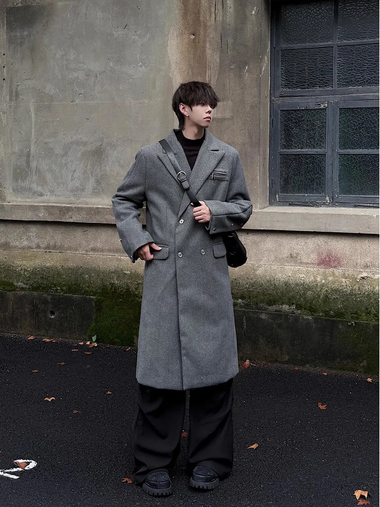 American Retro Mens Woolen Coat oulder Length MidLength Winter Cotton Lined HighEnd Tweed Sle Windbreaker Jaet 251103