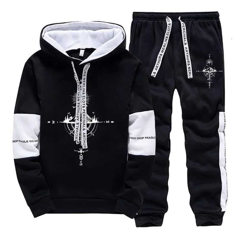 Running Mens Tracksuit Print Casual Sweatshirts Sportswear Outdoors Sports Jogging Mens Clothing Single Piece Hoodie Pants 2025 W251110