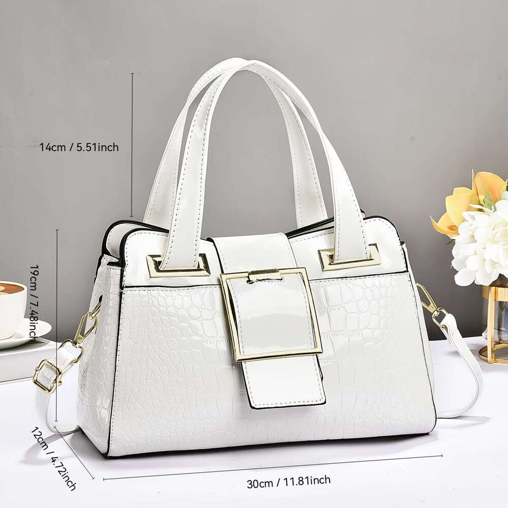 Luxurious Handbag 2025 New Classic Suitable for Middle-aged Mothers, Capacity Practical Multi-layer Crossbody Crocodile Pattern Shiny Branded High Qua
