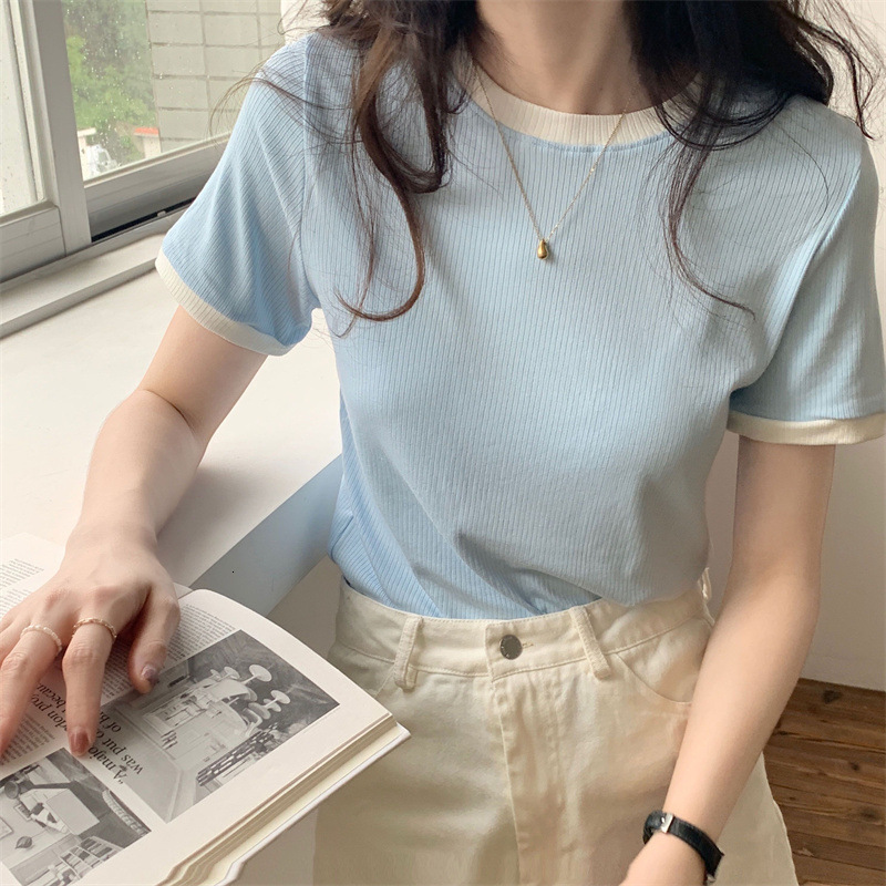 2025S Designer Women S T Shirt Leisure Bottom Shirt Top Slim Fit Short Sleeved T Shirt Summer New Korean Version Student Round Neck Women S Fashion Tr
